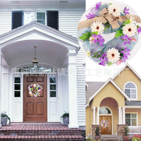 Spring Floral Wreath for Home Decor, Artificial Flower Wall Hanging Ornament