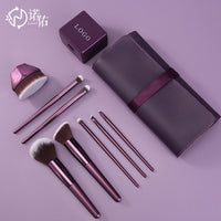 7-Piece Purple Makeup Brush Set with Soft Synthetic Bristles for Beginners
