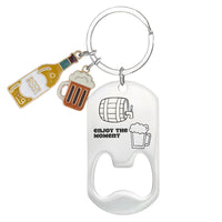 Stainless Steel Keychain with DIY Engraving Pendant, Bottle Opener, Gift for Boyfriend/Father's Day