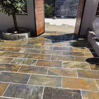 Natural Bluestone Slate Rust-Colored Non-Slip Paving Slabs for Outdoor Garden and Villa Landscaping