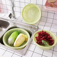 3-Piece Hollow Drain Basket Set for Kitchen, Thickened Vegetable and Fruit Washing Strainer