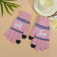 Jacquard Smart Touchscreen Deer Pattern Winter Warm Gloves for Men and Women