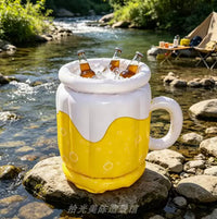 Inflatable Floating Beer Mug Ice Bucket for Summer Pool Parties
