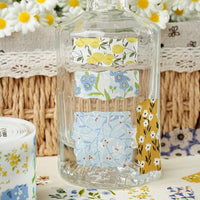 YINIAO Blue Yellow Floral Washi Tape for DIY Scrapbooking & Journal Decoration