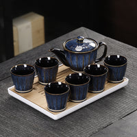 Ceramic Teapot Set with 6 Cups, Heat-Resistant Glazed Teaware for Home Use