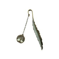 Luminous Feather Bookmark with Dragonfly, Moon, Sun, Stars, and Tree of Life Designs