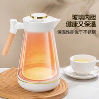 Insulated Thermal Carafe with Wooden Handle for Home and Office, 1000ml
