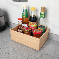 Stackable Bamboo Storage Box for Desktop, Kitchen, and Home Organization