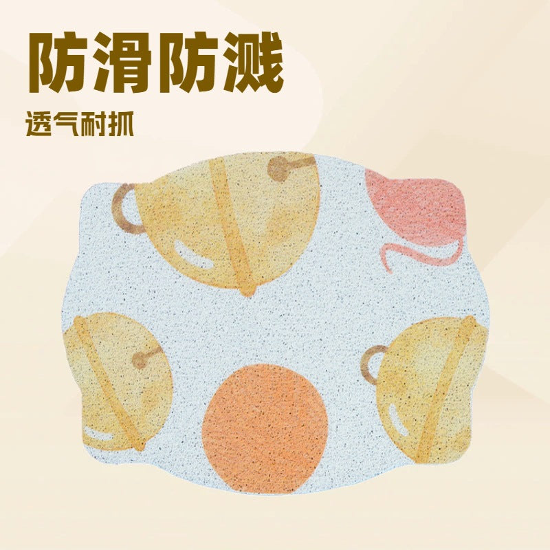 Cat Ear Shaped PVC Cat Litter Mat - Non-Slip, Splash-Proof, Breathable & Scratch-Resistant Pet Mat