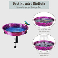 Outdoor Deck Railing Bird Bath Bowl - 11-inch