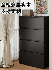 Modern Minimalist Slim Solid Wood Chest of Drawers for Bedroom Living Room Balcony, 25CM Narrow Storage Cabinet