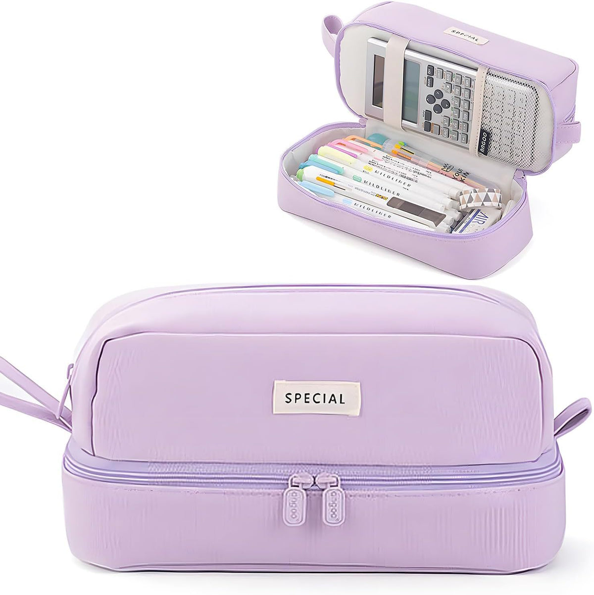 Large Capacity Double-Layer Pencil Case for Girls, Multi-functional Stationery Organizer