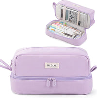 Large Capacity Double-Layer Pencil Case for Girls, Multi-functional Stationery Organizer