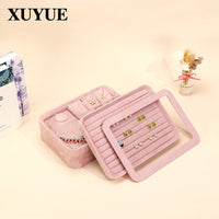 Pink Velvet Jewelry Display Tray with Clear Lid for Necklaces, Rings, Bracelets