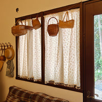 Japanese Style Cotton Daisy Tassel Valance Kitchen Rod Pocket Half Curtain