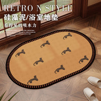 Diatomaceous Earth Non-Slip Bathroom Mat, Super Absorbent & Quick Dry, Mid-Century Modern Style