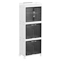 Foldable Laundry Hamper with Storage Shelves, Multi-layer Plastic Organizer for Bathroom and Laundry Room