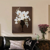 Orchid Floral Wall Art with Black Aluminum Frame, Vintage Aesthetic Decor for Bedroom and Desktop
