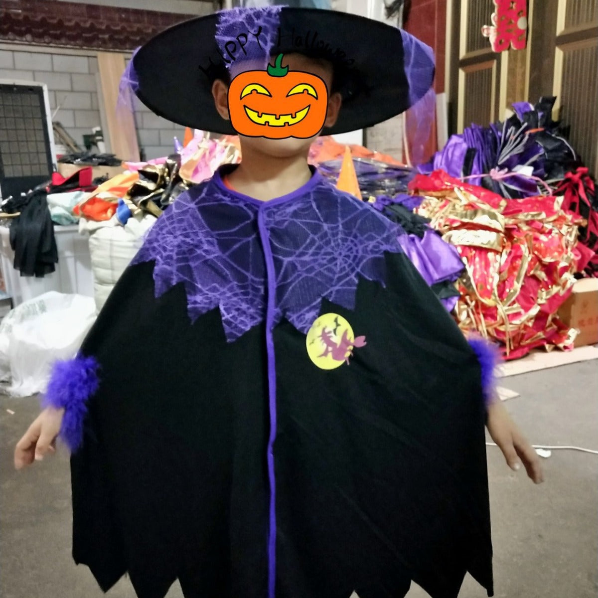 New Halloween Kids Witch Cape Costume Set for Cosplay Stage Performance