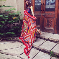 Ethnic Style Shawl Scarf for Beach Sun Protection and Travel Photography