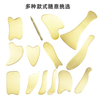 Brass Gua Sha Massage Tool for Face and Eyes - Pure Copper Scraping Board for Beauty and Lymphatic Drainage