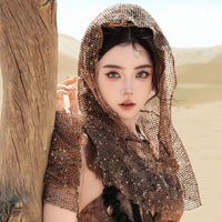 Dunhuang Desert Photography Veil Tribal Exotic Headdress Wasteland Style Hollow Scarf Accessory