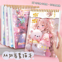 A4 Spiral Sketchbook for Art Students, Thickened Cute Drawing Pad