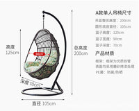 Outdoor Rattan Wicker Hanging Egg Chair with Stand, Single Person Swing Basket for Patio Balcony Garden