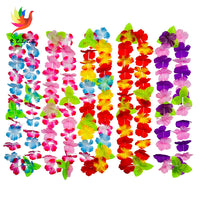 Hawaiian Polyester Fabric Party Colorful Lei Garland Set