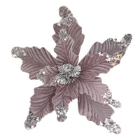 Glitter Flocked Christmas Flower Ornaments for Christmas Tree Decoration, European Classic Style