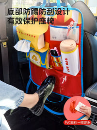 Car Backseat Organizer with Kick Mat and Tissue Box Holder, Large Capacity Multi-Pocket Storage Bag for Kids