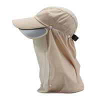 Women's Summer Retractable Brim Sun Hat with Face Shield, UV Protection Cycling Sunscreen Hat