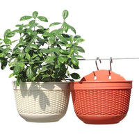 Rattan-Style Half-Round Wall-Mounted Self-Watering Planter for Balcony & Railing