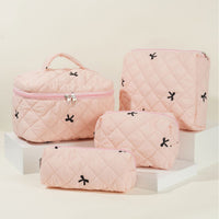 Embroidered Bow Large Capacity Cosmetic Bag Set