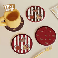 Cute Pony Diatomaceous Earth Coasters for Desk & Coffee Table, Absorbent & Quick-Drying