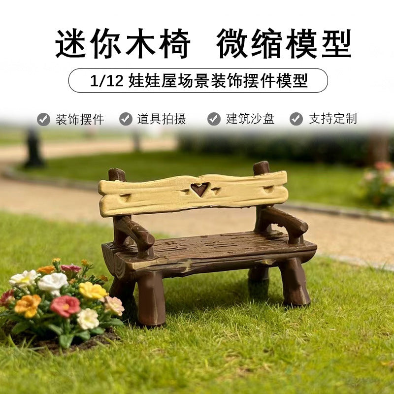 Miniature Park Bench Sofa for Micro Landscape Dollhouse Decor