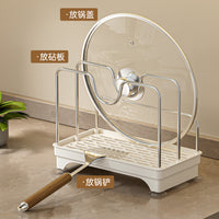 Wall-Mounted Kitchen Pot Lid Holder Rack - Punch-Free Multi-functional Storage for Cutting Boards, Lids, and Spatulas