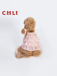 CMLTPET Maltese Teddy Dog Linen Lyocell Suspender Dress Pet Outfit