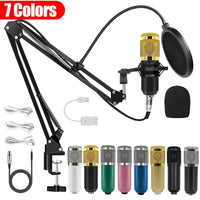 BM800 USB Condenser Microphone Kit with Boom Arm for Studio Recording and Live Streaming