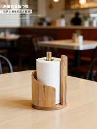 Modern Minimalist Wooden Countertop Paper Towel Holder for Large Rolls