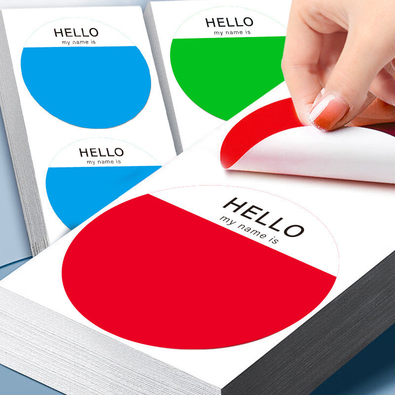 Large Round Colorful Name Tag Stickers for School Events and Clothing