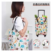 Foldable Portable Shopping Cart with Wheels and Bag for Groceries