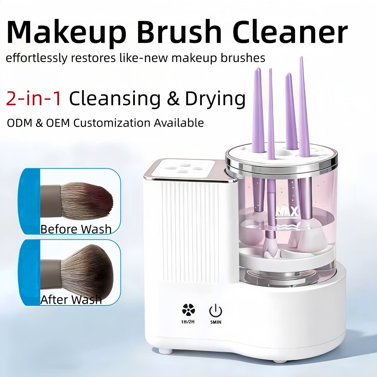 Automatic Electric Makeup Brush and Sponge Cleaner with Drying Function, Type-C Powered
