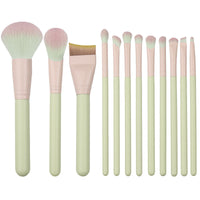 12-Piece Makeup Brush Set with Wooden Handles and Soft Bristles for Beginners