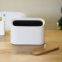 Japanese Style Desktop Trash Can with Bamboo Lid for Office Home Living Room Hotel