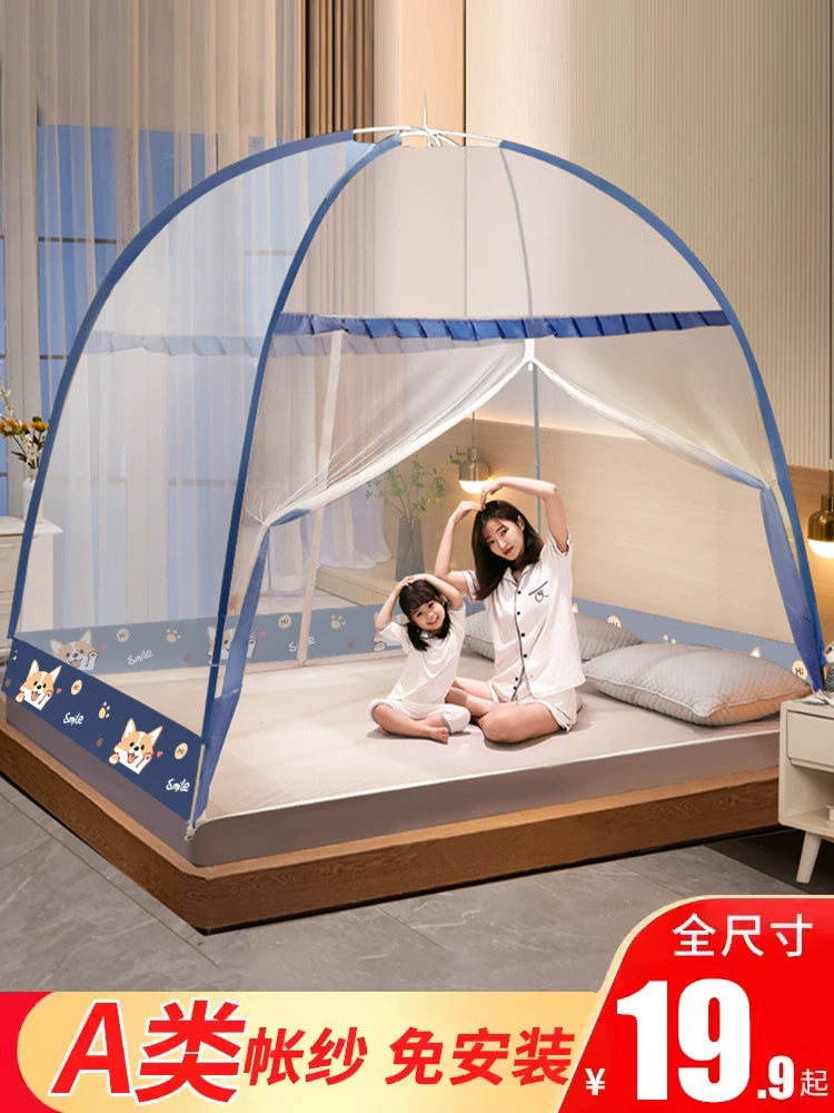 Foldable Pop-Up Mosquito Net Tent for Beds, Washable Encrypted Mesh, Anti-Fall Design for Home, Dorm, Kids