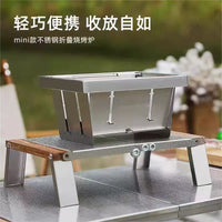 Portable Stainless Steel Folding Mini BBQ Grill with Charcoal Stove for Home Outdoor Camping