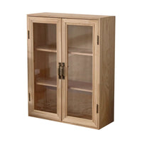 Solid Wood Retro Blind Box Display Cabinet with Double Doors and Multi-layer Storage for Cosmetics and Desktop Organization
