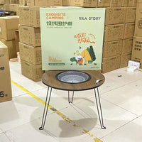 Portable Folding Fire Pit Table for Tea, BBQ, Outdoor Camping, Charcoal Grill