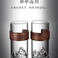 观山杯玻璃茶杯高硼硅耐高温玻璃水杯带把办公室泡茶杯套装家用
